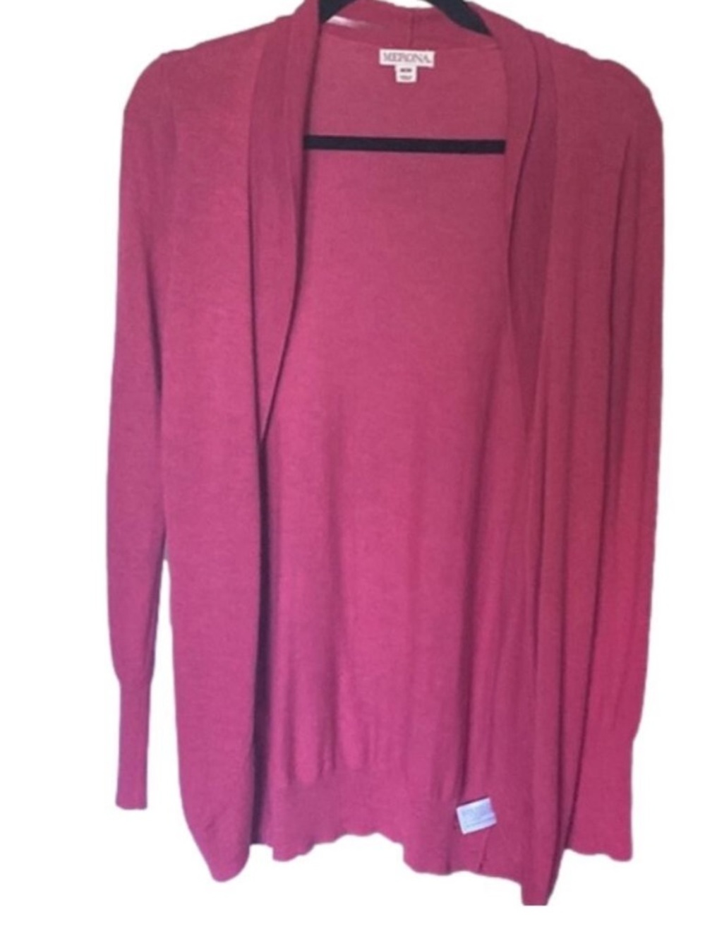 Open Front Knit Cardigan Size Medium Muted Raspberry Pink - Picture 11 of 14